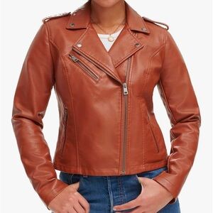Levi’s faux-leather moto jacket brown size medium
